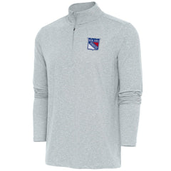 New York Rangers Antigua Hunk Quarter-Zip Pullover Top - Heather Gray | NHL Clearance