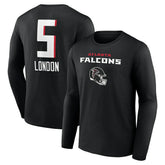 Drake London Atlanta Falcons Team Wordmark Player Name & Number Long Sleeve T-Shirt - Black - NFL