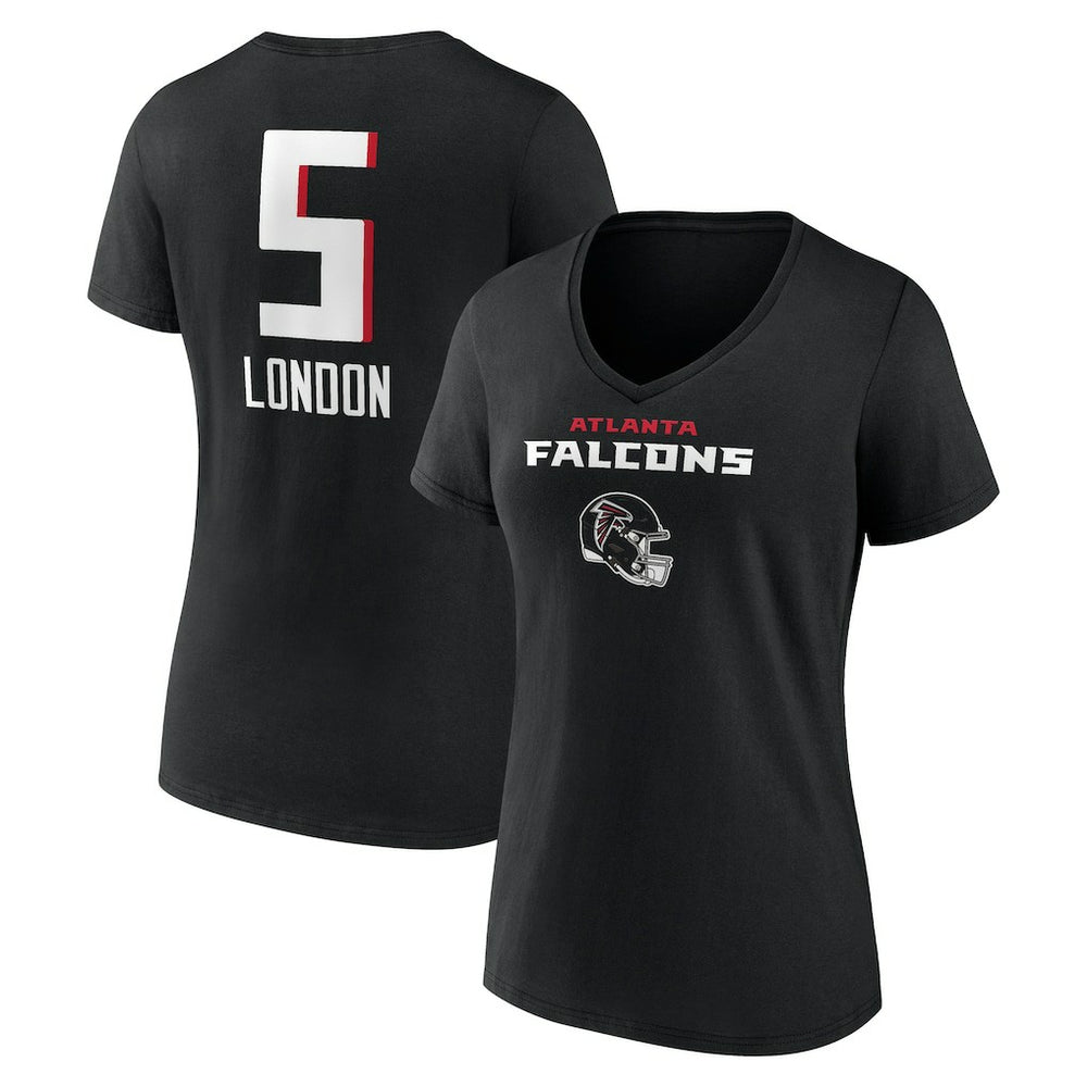 Drake London Atlanta Falcons Women's Team Wordmark Player Name & Number V-Neck T-Shirt - Black - NFL