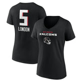 Drake London Atlanta Falcons Women's Team Wordmark Player Name & Number V-Neck T-Shirt - Black - NFL