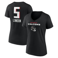 Drake London Atlanta Falcons Women's Team Wordmark Player Name & Number V-Neck T-Shirt - Black - NFL