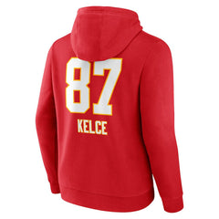 Travis Kelce Kansas City Chiefs Team Wordmark Player Name & Number Pullover Hoodie - Red - NFL