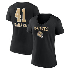 Alvin Kamara New Orleans Saints Women's Team Wordmark Player Name & Number V-Neck T-Shirt - Black - NFL
