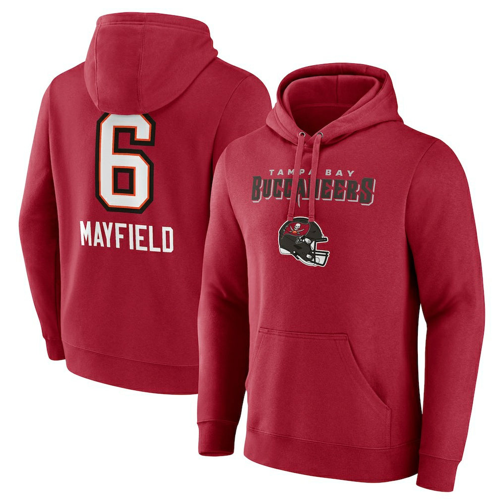 Baker Mayfield Tampa Bay Buccaneers Team Wordmark Player Name & Number Pullover Hoodie - Red - NFL