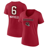 Baker Mayfield Tampa Bay Buccaneers Women's Team Wordmark Player Name & Number V-Neck T-Shirt - Red - NFL
