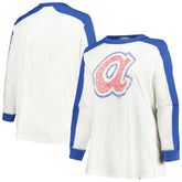Atlanta Braves '47 Women's Plus Size Caribou Raglan Long Sleeve T-Shirt Discount