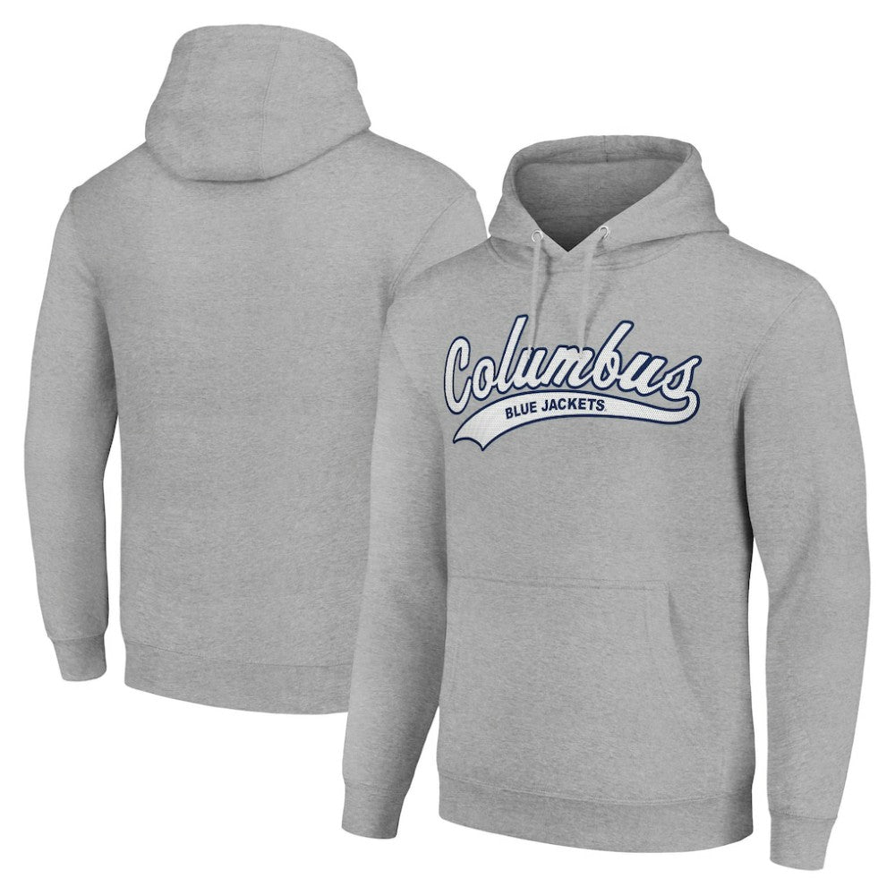 Columbus Blue Jackets Starter Tailsweep Fleece Tri-Blend Pullover Hoodie - Heather Gray | NHL near me