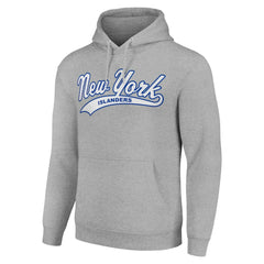 New York Islanders Starter Tailsweep Fleece Tri-Blend Pullover Hoodie - Heather Gray | NHL Clearance