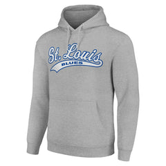 St. Louis Blues Starter Tailsweep Fleece Tri-Blend Pullover Hoodie - Heather Gray | NHL Lifestyle