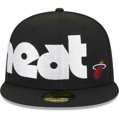New Era Miami Heat Checkerboard UV 59FIFTY Fitted Hat Black