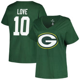Jordan Love Green Bay Packers Women's Plus Size Name & Number V-Neck T-Shirt - Green - Fanatics