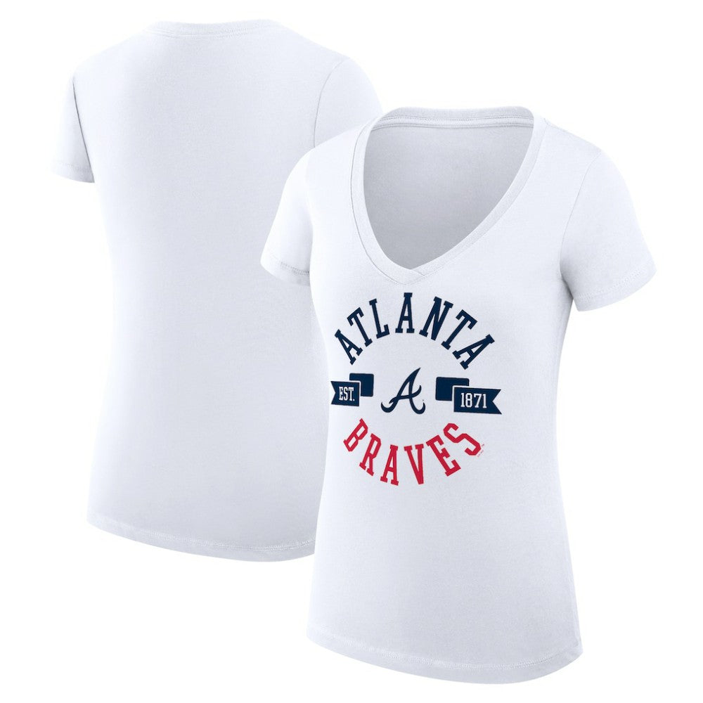 Atlanta Braves G-III 4Her by Carl Banks Women's Super-Slim Fit Lightweight City Graphic V-Neck T-Shirt for sale