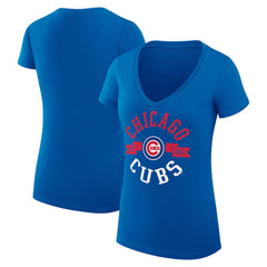Chicago Cubs G-III 4Her by Carl Banks Women's Super-Slim Fit Lightweight City Graphic V-Neck T-Shirt Outlet
