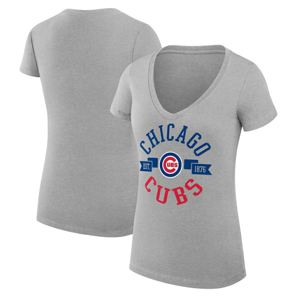 Chicago Cubs G-III 4Her by Carl Banks Women's Super-Slim Fit Lightweight City Graphic V-Neck T-Shirt for sale