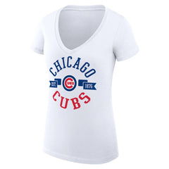 Chicago Cubs G-III 4Her by Carl Banks Women's Super-Slim Fit Lightweight City Graphic V-Neck T-Shirt Near Me
