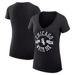 Chicago White Sox G-III 4Her by Carl Banks Women's Super-Slim Fit Lightweight City Graphic V-Neck T-Shirt Discount