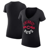 Cincinnati Reds G-III 4Her by Carl Banks Women's Super-Slim Fit Lightweight City Graphic V-Neck T-Shirt Outlet