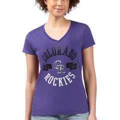 Colorado Rockies G-III 4Her by Carl Banks Women's Super-Slim Fit Lightweight City Graphic V-Neck T-Shirt Discount