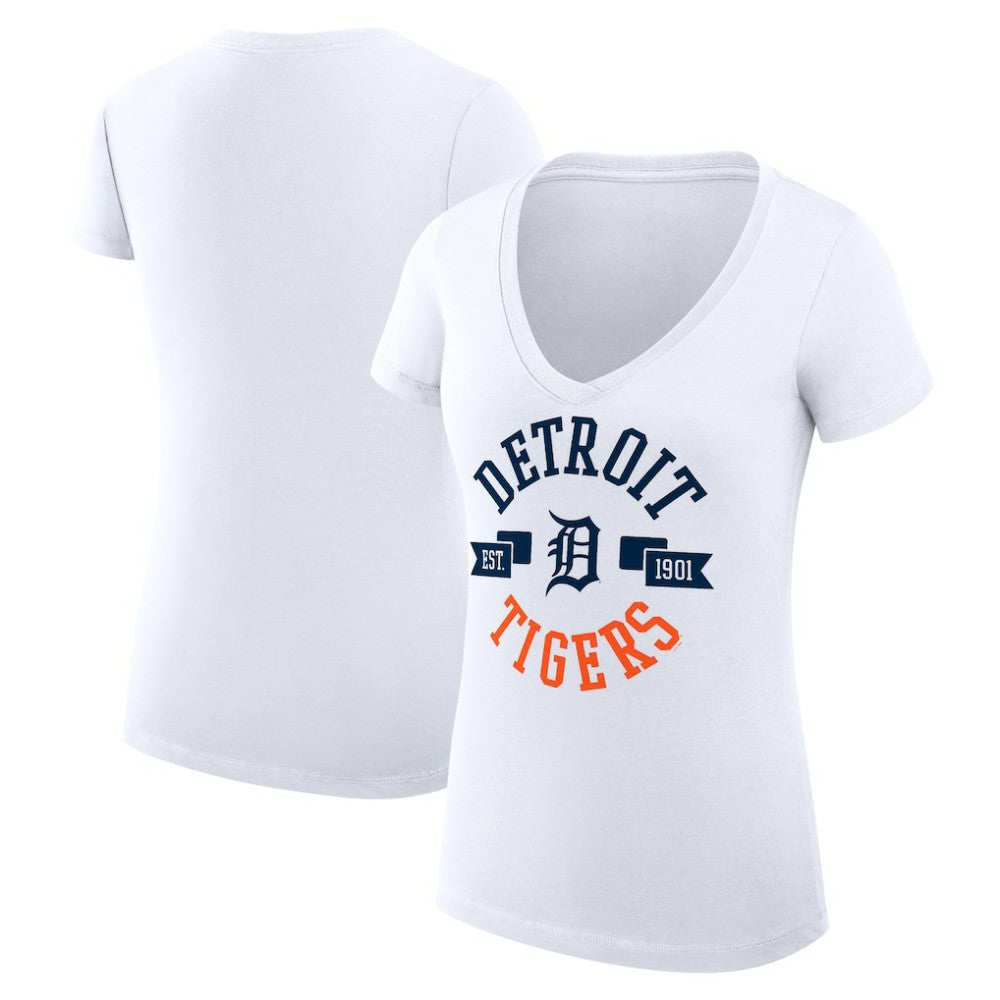 Detroit Tigers G-III 4Her by Carl Banks Women's Super-Slim Fit Lightweight City Graphic V-Neck T-Shirt Sale