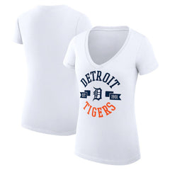 Detroit Tigers G-III 4Her by Carl Banks Women's Super-Slim Fit Lightweight City Graphic V-Neck T-Shirt Sale
