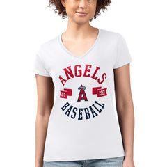 Los Angeles Angels G-III 4Her by Carl Banks Women's Super-Slim Fit Lightweight City Graphic V-Neck T-Shirt Online