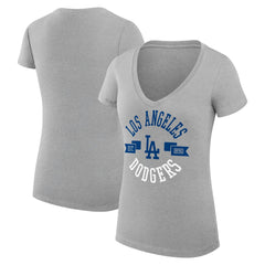 Los Angeles Dodgers G-III 4Her by Carl Banks Women's Super-Slim Fit Lightweight City Graphic V-Neck T-Shirt Outlet