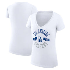 Los Angeles Dodgers G-III 4Her by Carl Banks Women's Super-Slim Fit Lightweight City Graphic V-Neck T-Shirt Near Me
