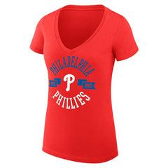 Philadelphia Phillies G-III 4Her by Carl Banks Women's Super-Slim Fit Lightweight City Graphic V-Neck T-Shirt Discount