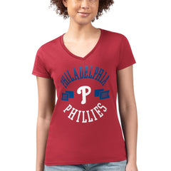 Philadelphia Phillies G-III 4Her by Carl Banks Women's Super-Slim Fit Lightweight City Graphic V-Neck T-Shirt Discount