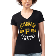 Pittsburgh Pirates G-III 4Her by Carl Banks Women's Super-Slim Fit Lightweight City Graphic V-Neck T-Shirt for sale