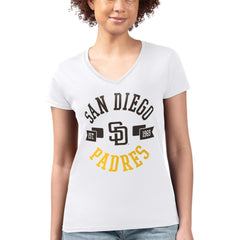 San Diego Padres G-III 4Her by Carl Banks Women's Super-Slim Fit Lightweight City Graphic V-Neck T-Shirt Outlet