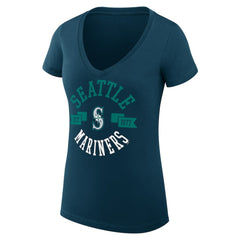 Seattle Mariners G-III 4Her by Carl Banks Women's Super-Slim Fit Lightweight City Graphic V-Neck T-Shirt Discount