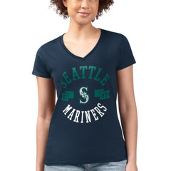 Seattle Mariners G-III 4Her by Carl Banks Women's Super-Slim Fit Lightweight City Graphic V-Neck T-Shirt Discount