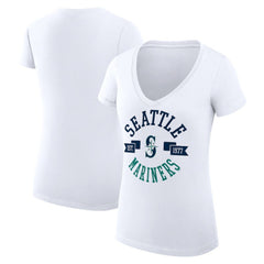 Seattle Mariners G-III 4Her by Carl Banks Women's Super-Slim Fit Lightweight City Graphic V-Neck T-Shirt Discount