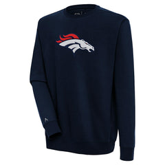 Denver Broncos Antigua Victory Crewneck Pullover Sweatshirt - Navy - NFL
