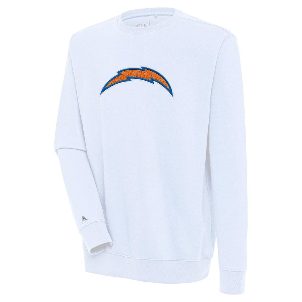 Los Angeles Chargers Antigua Victory Crewneck Pullover Sweatshirt - White - NFL