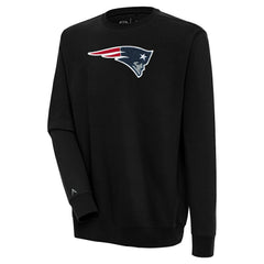 New England Patriots Antigua Victory Crewneck Pullover Sweatshirt - Black - NFL