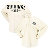 Montreal Canadiens Fanatics Women's Original Six Lace-Up Spirit Jersey Long Sleeve T-Shirt - Cream | Fanatics Clearance