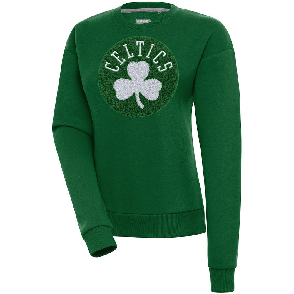Boston Celtics Antigua Women's Victory Crewneck Pullover Sweatshirt Hunter Green