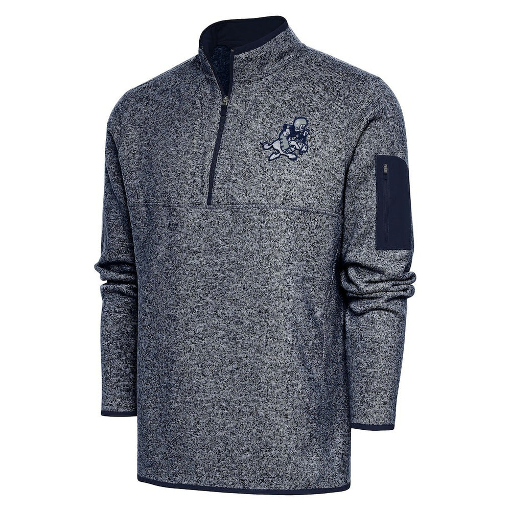 Dallas Cowboys Adult Throwback Logo Fortune Quarter-Zip Pullover Jacket - Heather Navy - NFL
