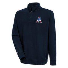 New England Patriots Adult Throwback Logo Victory Quarter-Zip Pullover Top - Navy - NFL