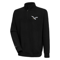 Philadelphia Eagles Adult Throwback Logo Victory Quarter-Zip Pullover Top - Black - NFL