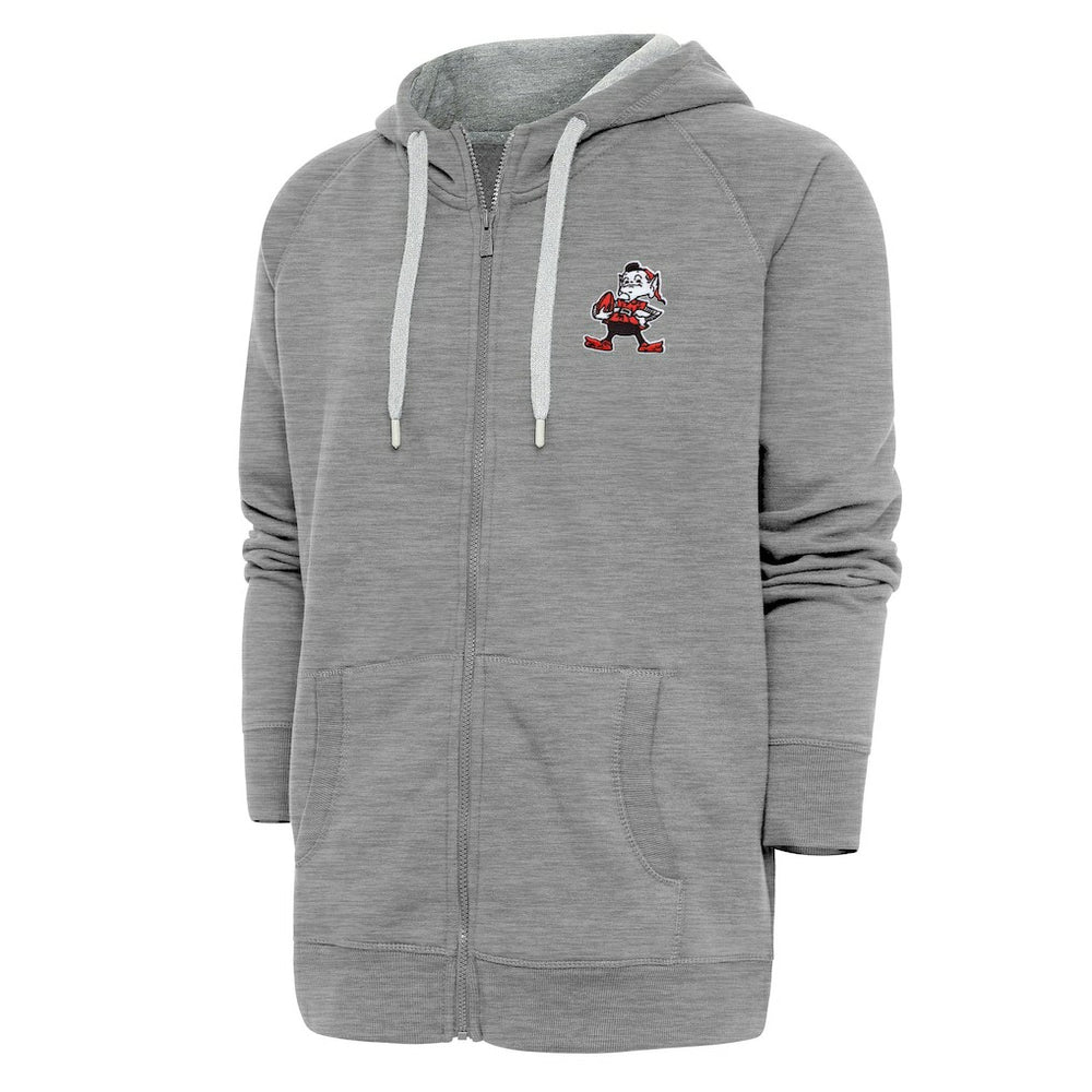 Cleveland Browns Adult Throwback Logo Victory Full-Zip Hoodie - Heather Gray - NFL