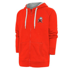 Cleveland Browns Adult Throwback Logo Victory Full-Zip Hoodie - Orange - NFL