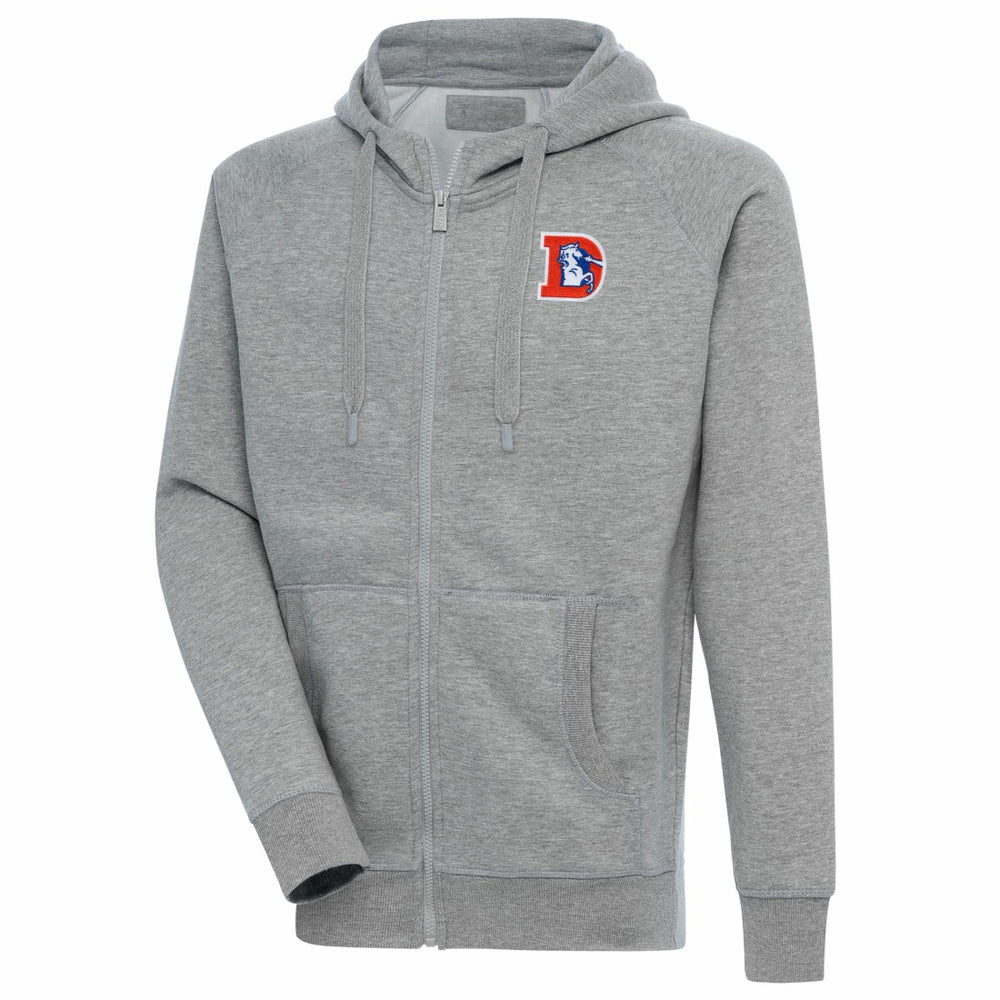 Denver Broncos Adult Throwback Logo Victory Full-Zip Hoodie - Heather Gray - NFL