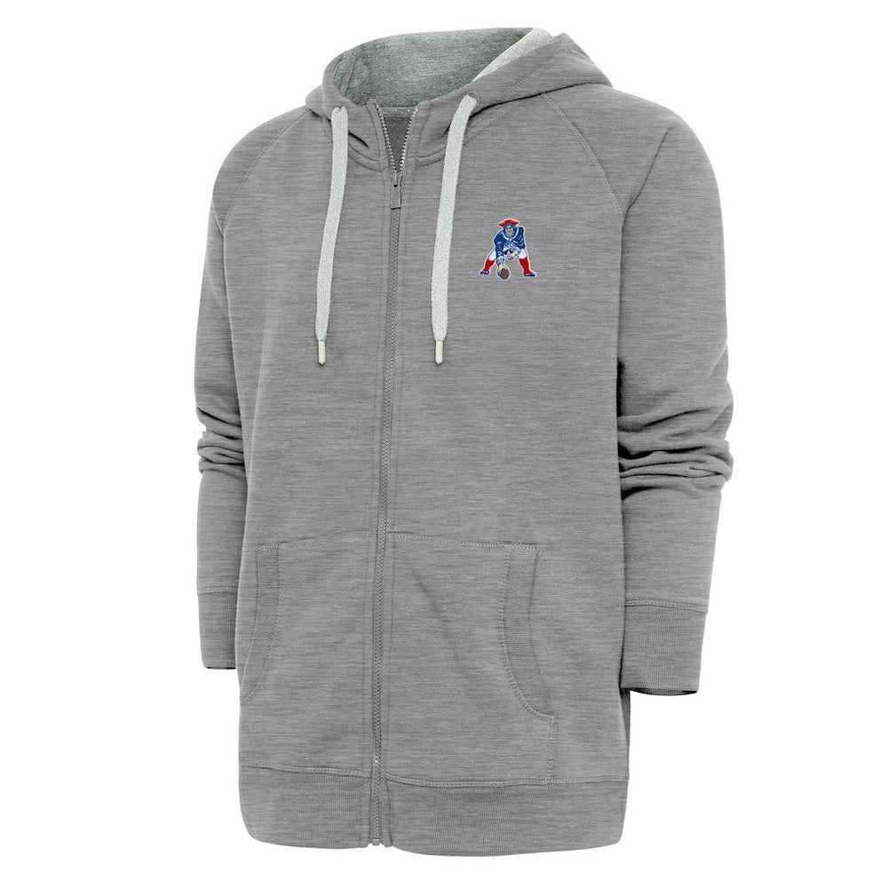 New England Patriots Adult Throwback Logo Victory Full-Zip Hoodie - Heather Gray - NFL