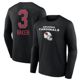 Budda Baker Arizona Cardinals Team Wordmark Player Name & Number Long Sleeve T-Shirt - Black - NFL