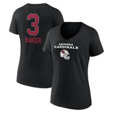 Budda Baker Arizona Cardinals Women's Team Wordmark Player Name & Number V-Neck T-Shirt - Black - NFL