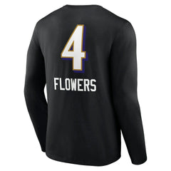 Zay Flowers Baltimore Ravens Team Wordmark Player Name & Number Long Sleeve T-Shirt - Black - NFL