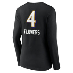 Zay Flowers Baltimore Ravens Women's Team Wordmark Player Name & Number Long Sleeve V-Neck T-Shirt - Black - NFL